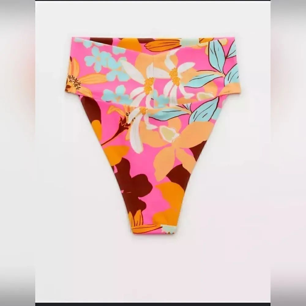 Nwt Aerie high cut cheeky bikini botton in pink size XS